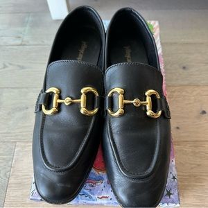 Jeffrey Campbell Velviteen Loafer in Black & Gold